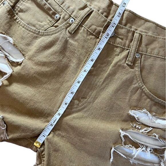 Levi’s 508 cut off distressed ripped denim jean shorts tan size 32 - Picture 11 of 15
